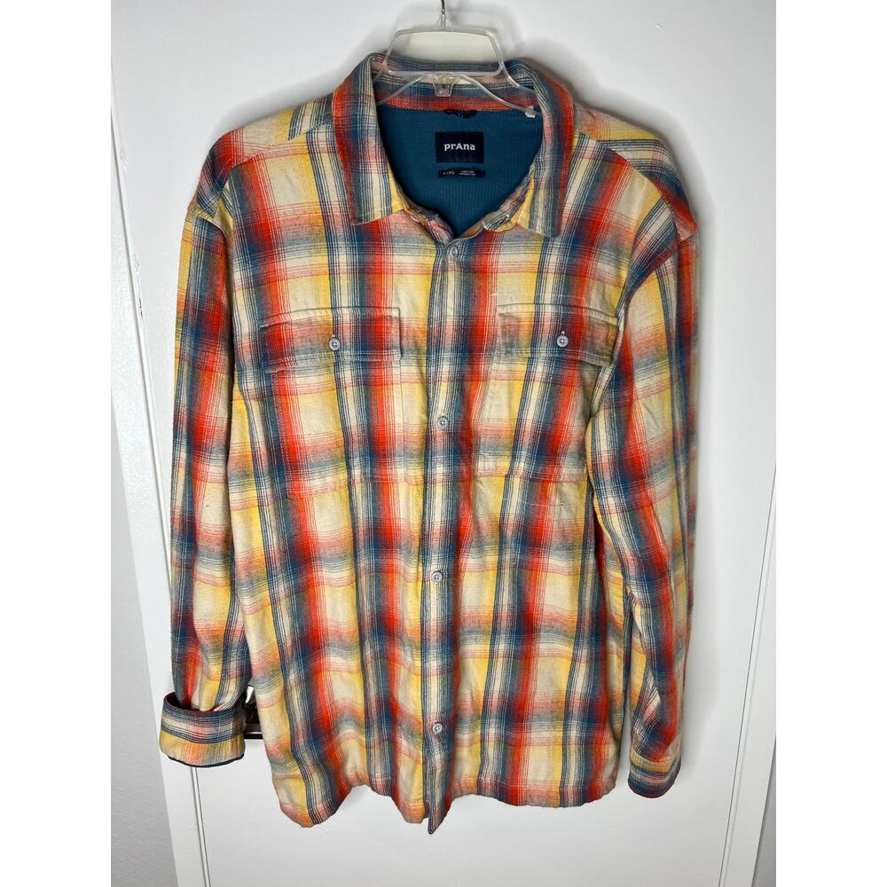 PrAna Men's Glover Park Thermal Lined Button Down Plaid Shirt ~ Size XL